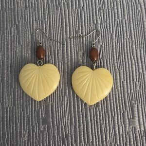 Unbranded Heart Earrings with a Faux Carved Ivory Look